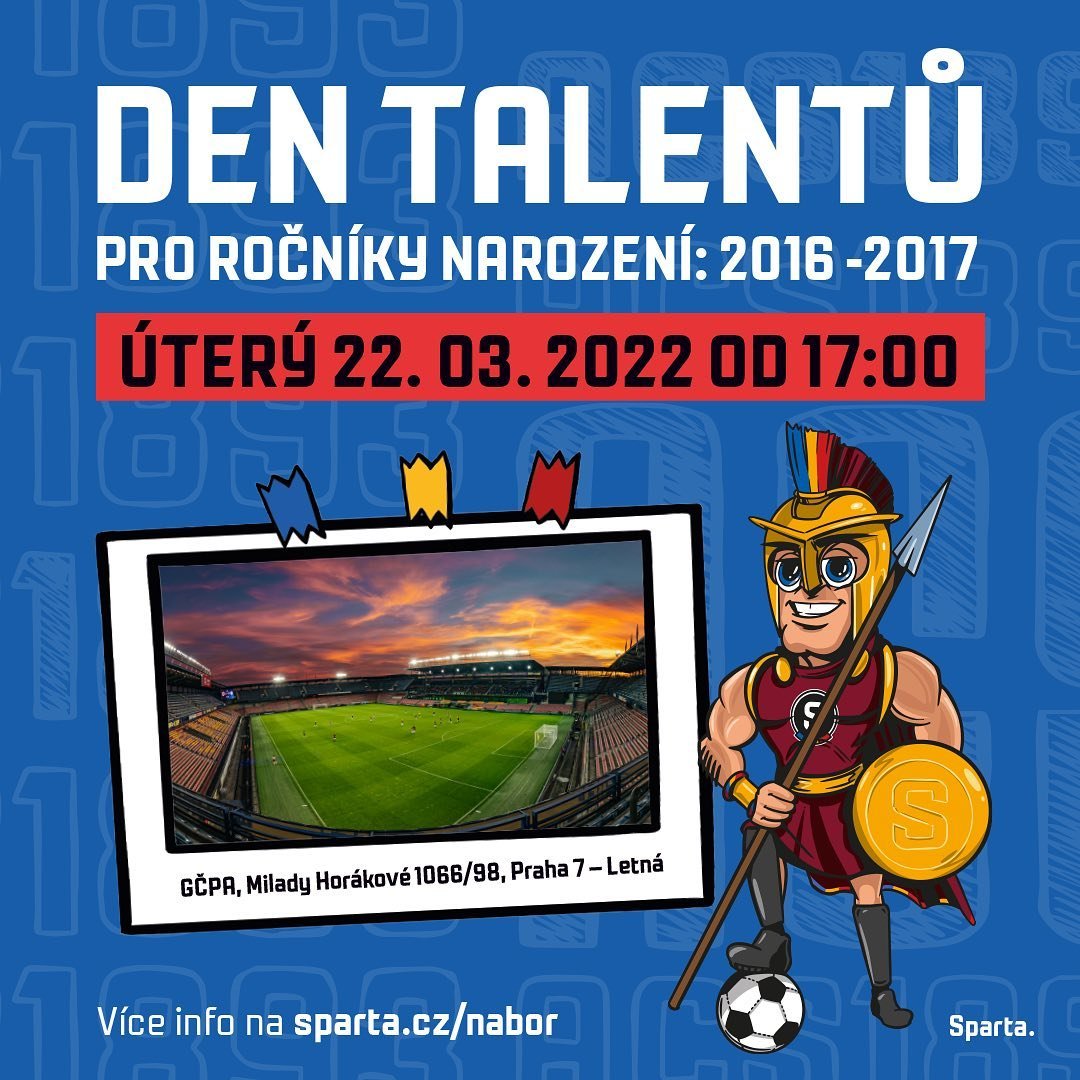 ⚽ DEN TALENTŮ | V úterý 22. března od 17:00 proběhne přímo na Letné nábor pro ročníky 2016–2017. Více informací najdete na webu. #acsparta